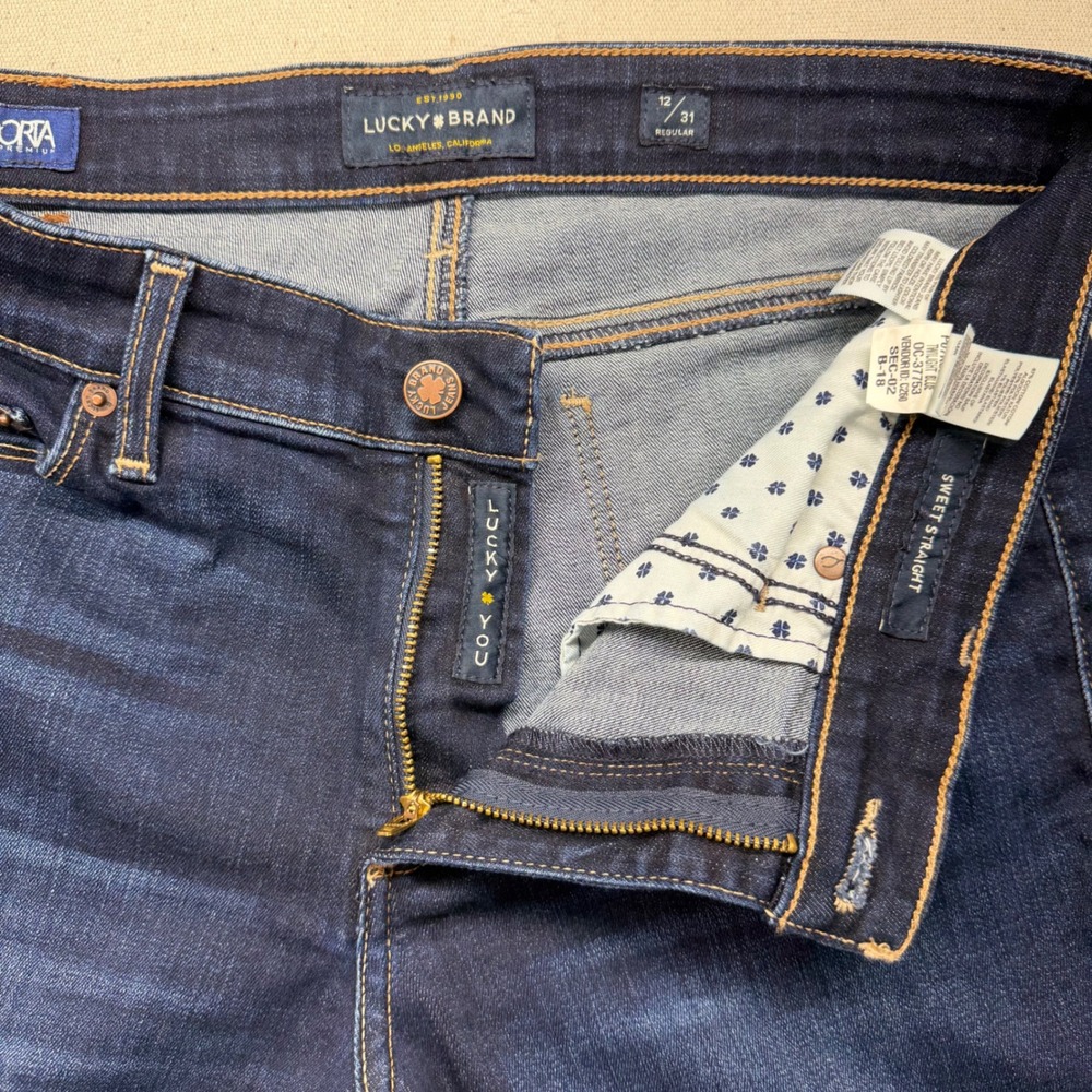 Lucky Brand Sweet Straight Jeans Womens 12/31 Twilight Blue Dark Wash Stretch - Picture 4 of 13